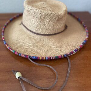 Caribbean Joe Womens Bangkok Toyo Aztec Trim UPF 50+ Protection Gaucho Hat OS